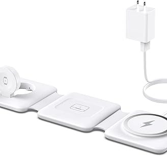 Charging Station for Apple Multiple Devices - 3 in 1 Foldable Magnetic Wireless Charger Dock - Travel Charging Pad for iPhone